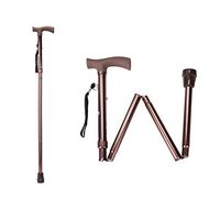 Folding Cane, Adjustable Height Foldable Walking Cane for Men and Women, Aluminum Portable Hand Walking Stick with Comfortable Handles for Elderly (Brown)