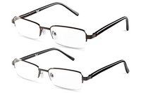 Half Rimmed Rectangular Reading Glasses Gunmetal With Brown +3.25 Set