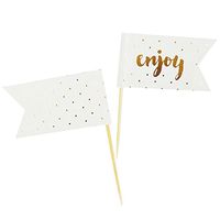 Illume Partyware Celebrate Happiness Enjoy Gold Cupcake Topper - 12 PCE