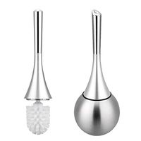 Tengzhi Stainless Steel Toilet Brush for Bathroom Luxury Bathroom Brush Sets Detachable WC Fancy Toilet Bowl Brush and Holder Loo Cleaning Brush Set with Base and Long Handle, Silver