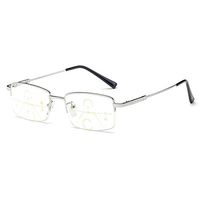 MINCL/Half Frame Progressive Multifocal Reading Glasses Very Light Adjustable Vision Eyewear (silver, 1.5)