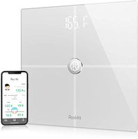 Rolli-fit Smart Body Fat Scale, Digital Bathroom Weight Scale Sync with Fitbit, Apple Health and Google Fit, Tracks 8 Key Compositions Analyzer, 6mm Tempered Glass, 400 lbs, FDA Approved, White