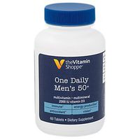 The Vitamin Shoppe One Daily Men's 50+ Multivitamin, 2,000IU Vitamin D3 Multimineral, Antioxidant Supplement That Supports Energy Production, Vision and Immune Health (60 Tablets)