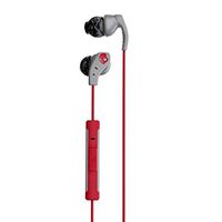 Skullcandy Method Sweat Resistant Sport Earbud with In-Line Microphone and Remote, Lightweight and Secure In-Ear Fit for Running and Exercise, Cable Management Clip for Workouts, Gray/Red/Swirl