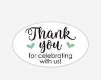 Oval Thanks for Celebrating with Us Stickers, Wedding and Event Favor Labels (#265-MT-OV)
