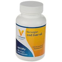 The Vitamin Shoppe Norwegian Cod Liver Oil, Natural Rich Source of Vitamins A D, Natural Source of Omega3s, Supports Heart Brain Health (120 Softgels)