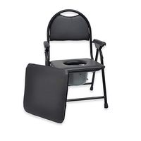 Toilet Chair Foldable Toilet Mobile Toilet Elderly Pregnant Woman Chair (Black)