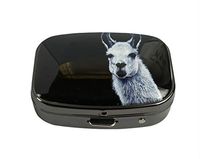 XUTAI Custom Personalized Square Stainless Steel Gun Silver Glass Travel Pill Case Vitamin Decoration Box (Llama Lama)