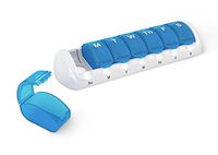 Ezy Dose Travel (7-Day) Pill, Medicine, Vitamin Organizer Box | Weekly, Daily Planner | Small Removable Compartments | Colored Lids
