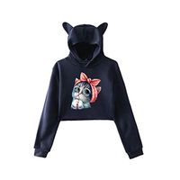 Women Casual Hoodies Sweatshirt Lightweight Cute Cate Print Long Sleeve Relaxed Fit Pullover Shirt Top