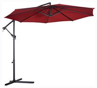 Outdoor Umbrella & Sunshade, 10' Patio Outdoor Sunshade Hanging Umbrella, Burgundy