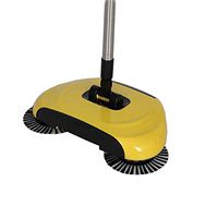 SBQF Household Hand Sweeping Machine Without Electricity 360 Degree Rotating,Automatic Cleaning Push Sweeper Broom Dustpan Trash Bin (Color : Yellow)