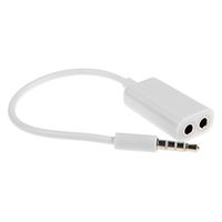 3.5mm Headset Headphone Splitter Earbuds Audio Jack Y Adapter 2-Port White for Samsung Galaxy J3, J5, J7, Note 3 4 5, Edge, S5, S6, Edge, Edge+, S7, Edge