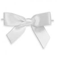Weststone 50pcs Satin White Bows 3 1/2" Span x 2" Tail, Ribbon Width 1", Pre-Tied Bows or Self-Adhesive Bows