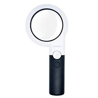 Loupe 5X 20X Handheld Illumination Magnifier with 11 LED Light HD Lens for Book Reading Jewelry Identification Watch DIY Crafts Engraving and Repair ABS Magnifier