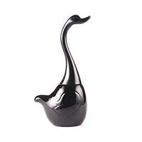 Toilet Brush Swan Toilet Brush and Bracket Set Long Handle Fully Enclosed Ceramic Base Toilet Bowl Brush Bathroom Cleaning Bowl Brush Toilet Brush Holder (Color : Black)