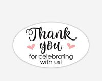 Oval Thanks for Celebrating with Us Stickers, Wedding and Event Favor Labels (#265-BL-OV)