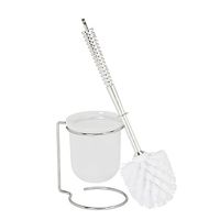 Bath Bliss Steel Holder in Chrome Toilet Brush, Clear