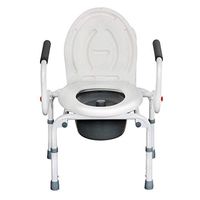 Bedside Commode for Toilet Shower Chair Wheelchair Elderly Toilet Household Pregnant Women Disabled Mobile Toilet Height Adjustable Folding Bathroom Bench, White