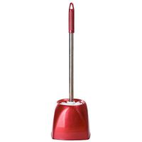 OUNONA Stainless Steel Toilet Brush and Square Holder for Bathroom (Wine Red)