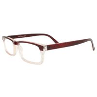 MLC EYEWEAR Rectangle Fashion Reading Glass Burgundy Clear Frame with Power vision + 2.25