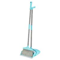 Long Handle Broom and Dustpan Set Self-clean Broom Save Space Detachable Soft Fur Upright Without Bending for Home Kitchen Room Office Lobby Floor livingroom Use