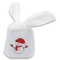 50-Pack White Plastic Gift Bags with Flap-Tie Handles for Party Favors, Christmas Presents or Treats (Extra Large, Red Snowman) by TheDisplayGuys