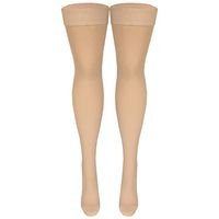 NuVein Medical Compression Stockings, 20-30 mmHg Support, Women & Men Thigh Length Hose, Closed Toe, Beige, X-Large