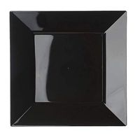 BalsaCircle 20 pcs 9.5-Inch Black Plastic Square Plates - Disposable Wedding Party Catering Tableware