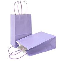 AZOWA Gift Bags Small Kraft Paper Bags with Handles (8 x 6 x 3 in, Light Purple, 25 Pcs)