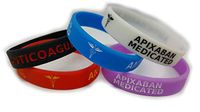 5X APIXABAN Medicated Wristband Medical Awareness Alert Bracelet Glow in The Dark, Red, Black, Purple, Blue, Anticoagulant … (Adult 202mm/8inch Circumference)