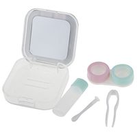 Cute Contact Lens Box Travel Holder Container Case + Inside Mirror + Tweezers + Empty Bottle - Size: 6.8x6.8x2.1cm - 2#