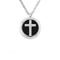 Cory Keyes 30mm Cross Aromatherapy Essential Oil Diffuser Stainless Steel Locket Necklace (Style1)