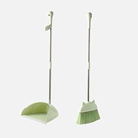 Broom and Dustpan With Long Handle Telescopic Up Stainless Steel Soft Brush Broom Set Extra Long Handle Non-Slip Handle Windproof Broom And Dustpan Used For Room Schools Garden