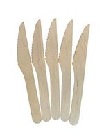 KingSeal FSC Certified Disposable Wood Cutlery Knife, Biodegradable and Earth Friendly, 6.5 Inch Length - 3 Packs of 100 pcs (300 pcs total)