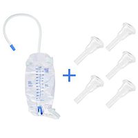 Male Urine Leg Bag Collector,5-Condom Catheters Self-Seal 31mm (Intermediate), Premium Leg Bag 1000ml Tubing, Straps & Fast and Easy Draining