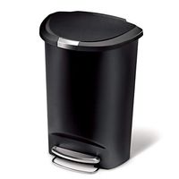 simplehuman Semi-Round Step Trash Can, Black Plastic, 50 L / 13 Gal (Renewed)