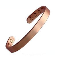 Linran Pure Copper Plain Magnetic Heavyweight Cuff Bracelet for Men 6 Magnets 3 Recovery and Pain Relief Fashion Jewelry