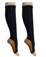 Starmace Leg Calf 20-30 mmHg Compression Zipper Stockings Pressure Circulation Hosiery Varicose Veins Muscle Soreness Zip Up Socks (2XL, Black)