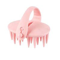 HEALLILY Hair Scalp Brush Silicone Shampoo Scalp Massager Brush Head Scrubber Brush with Handle for Hair Stimulation (Pink)