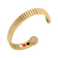 Magnetic Therapy Bracelet Stainless Steel Cuff Bangle Stretch for Arthritis, Tendonitis, Tennis/Golf Elbow, Carpal Tunnel Syndrome and Physical Pain Relief Men Gold