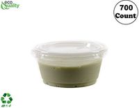 3.25 Ounce Clear Plastic Disposable Portion Cups with Lids 700 Pack by EcoQuality, Jello Shot, Souffle Cups, Condiments, Sampling Cups, Complements (3.25 oz)