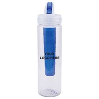Caden Concepts Pro Chill - 25 oz. Water Bottle w/Ice Chiller Clear with Blue Trim GST - 100 Quantity - $6.03 Each - Promotional Product/Bulk / with Your Customized Branding