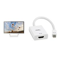 HP Pavilion 27xw 27-in IPS LED Backlit Monitor & AmazonBasics Mini DisplayPort (Thunderbolt) to HDMI Adapter  Bundle