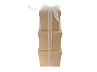 LAC Design Nested Boxes - Set of 3 for Baby Shower, Weddings, and Any Party (Craft Brown)