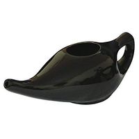 Ceramic Neti Pot for Nasal Cleansing with 10 Sachets of Neti Salt | Compact and Travel-Friendly Design | Natural Remedy for Infection, Sinus and Congestion (Black)