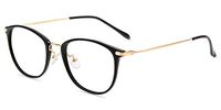 Firmoo Blue Light Blocking Reading Glasses,Anti Eye Strain Reduce Headache,Vintage Overall Round Readers Black-Gold Eyewear Frame for Women/Men(1.50, Black)