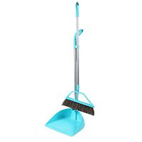 Broom and Dustpan With Long Handle Telescopic Up Windproof Stainless Steel Rod Non-stick Hair Broom And Dustpan Rotatable Non-Slip Handle Soft Brush Broom Set Suitable For Home Kitchen Lobby Floor Gar