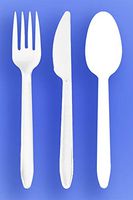 Wow Plastics Inc. Medium Weight Spoon, Fork, Knife - White - 3/1000 (3,000/Case)
