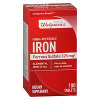 Walgreens High-Potency Iron 65mg, Ferrous Sulfate 325mg, Tablets, 100 EA - 2pc
